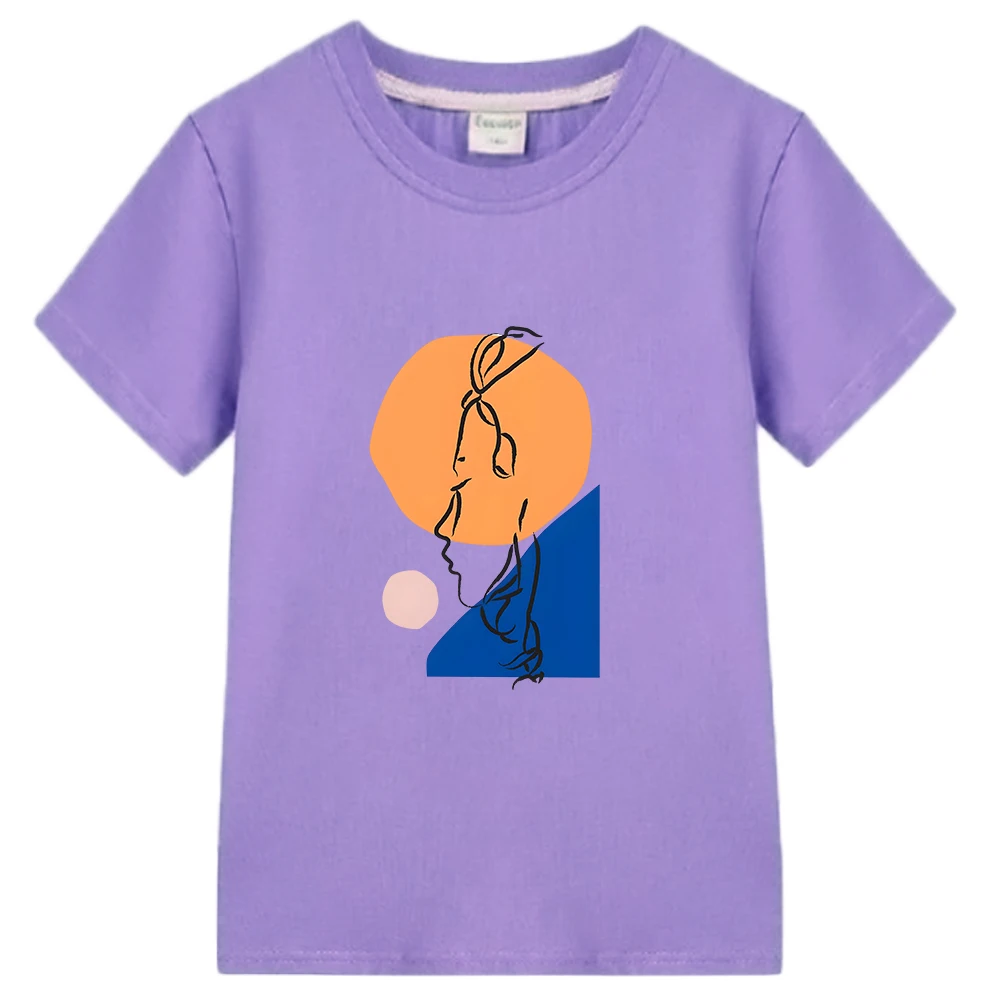 Hhenri Mmatisse Футболки с печатью листьев 100% хлопок Детская летняя футболка с коротким рукавом Мягкая футболка для мальчиков / девочек Забавная графика