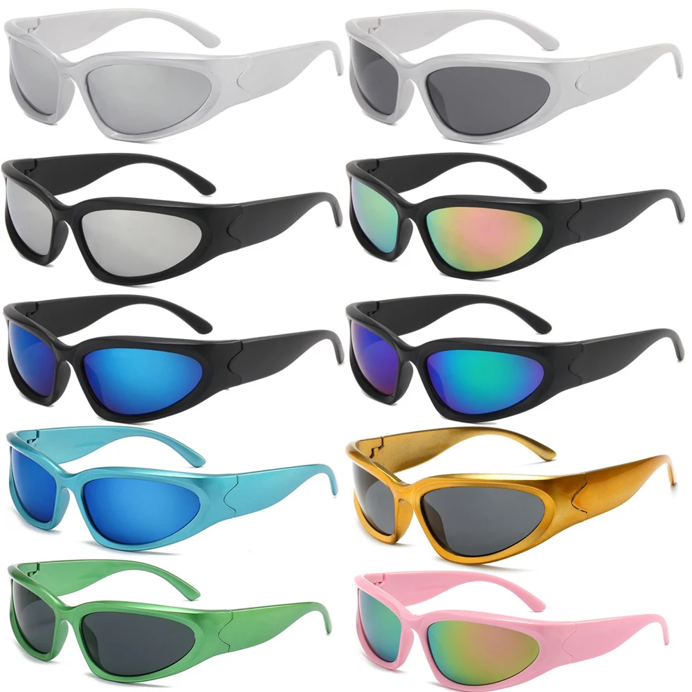 2023 Punk Женские солнцезащитные очки Уникальные спортивные солнцезащитные очки для велоспорта Мужские UV400 Оттенки Зеркальная линза Велосипедные очки Летние очки