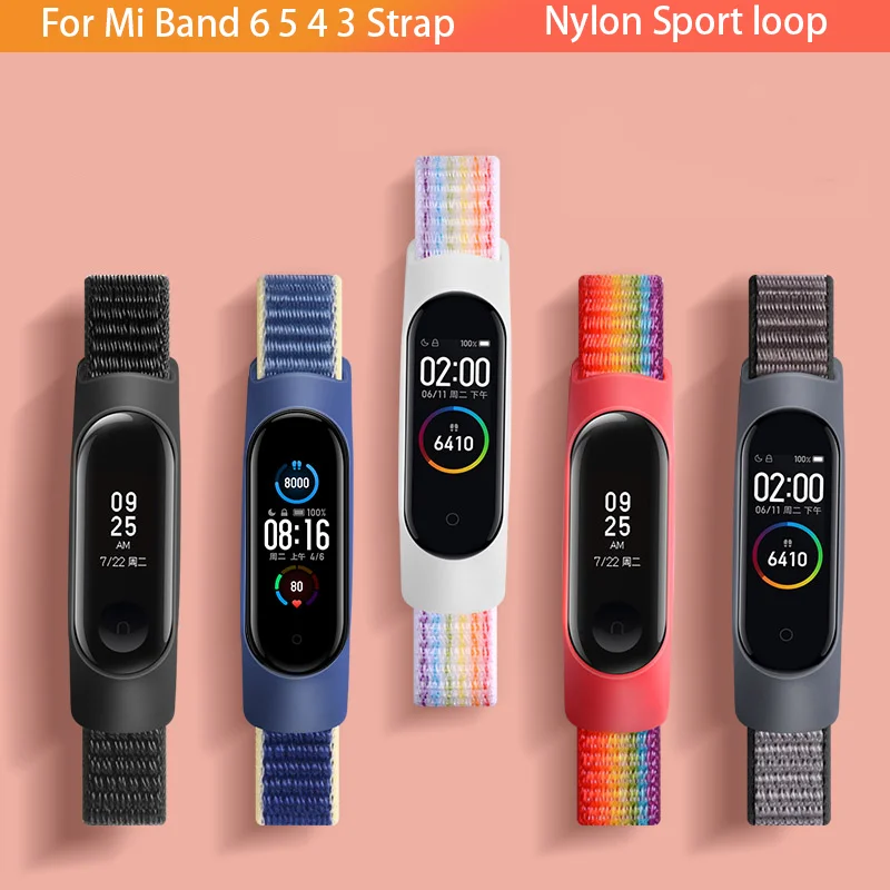 Нейлоновый ремешок для Xiaomi Mi Band 7 4 3 5 6 Браслет Браслет Спортивный дышащий браслет для Miband 5 4 3 Замена ремешка Correa