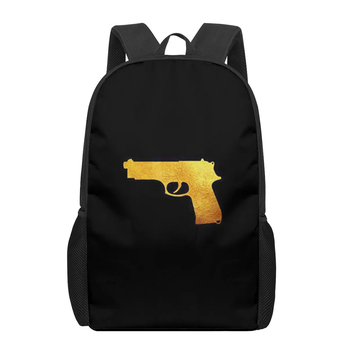 Пистолет Пули 3D-печать Школьный рюкзак для мальчиков Девочки Подросток Детская книжная сумка Повседневные школьные сумки 16-дюймовый мужской дорожный рюкзак