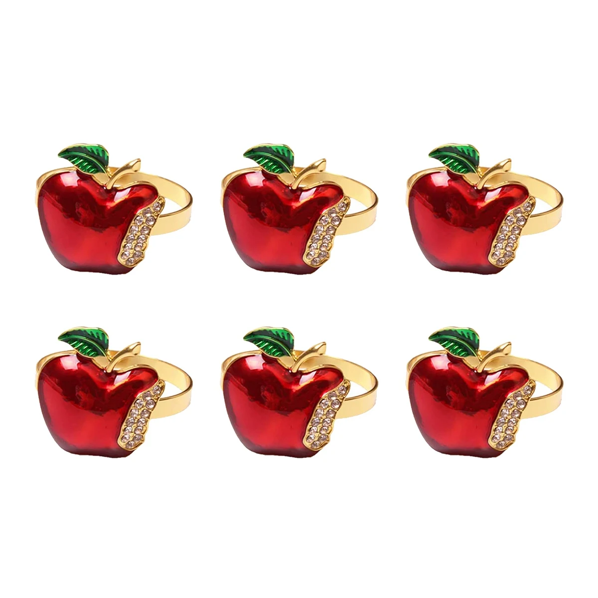 Кольца для салфеток Набор из 6 красных яблок Кольцо для салфетки Свадебный ужин Банкет Сервиетка на Рождество День рождения