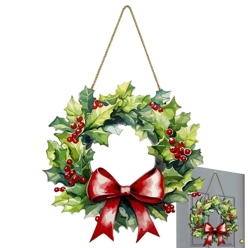 Рождественский приветственный знак Плоский галстук-бабочка Рождественский знак входной двери Рождественские дверные украшения Наружный декор входной двери для крыльца