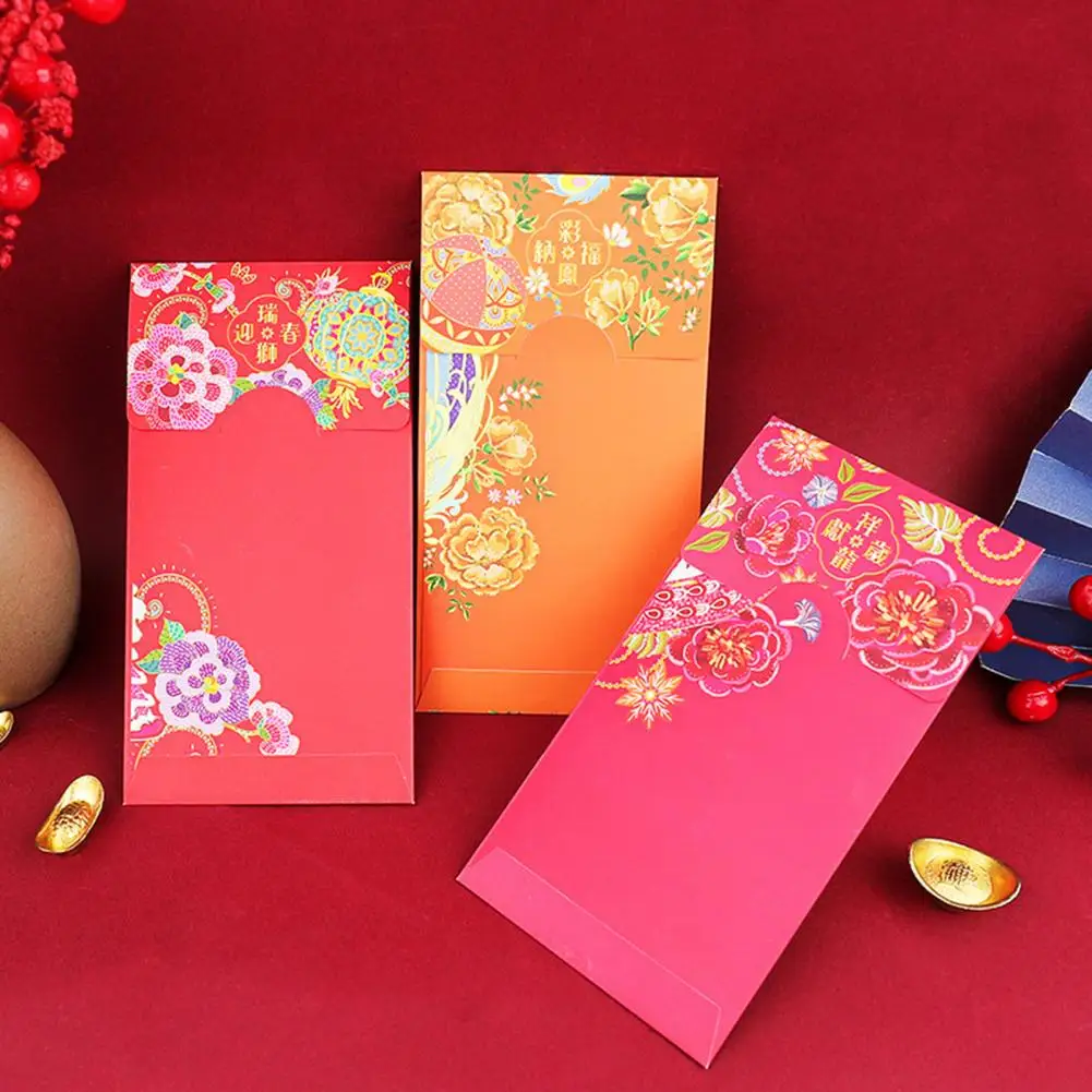Практичный конверт для подарка Яркие конверты на китайский Новый год Горячее тиснение Карманы для счастливых денег на 2024 год Весна надолго
