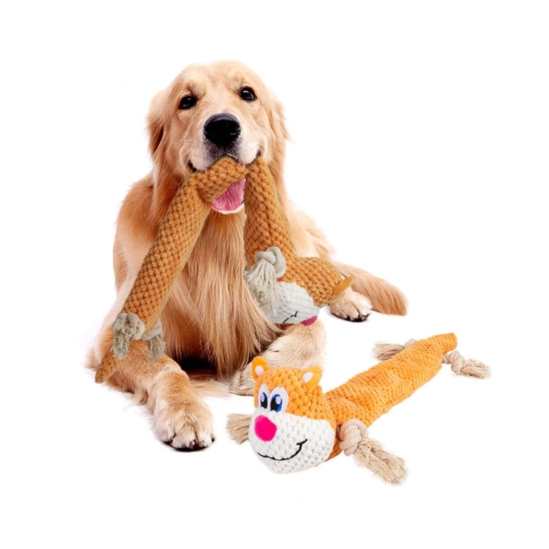  Пищащая игрушка в форме животного Мягкая игрушка для игрушек Плюшевая прочная веревочная игрушка для собак для маленькой, большой собаки