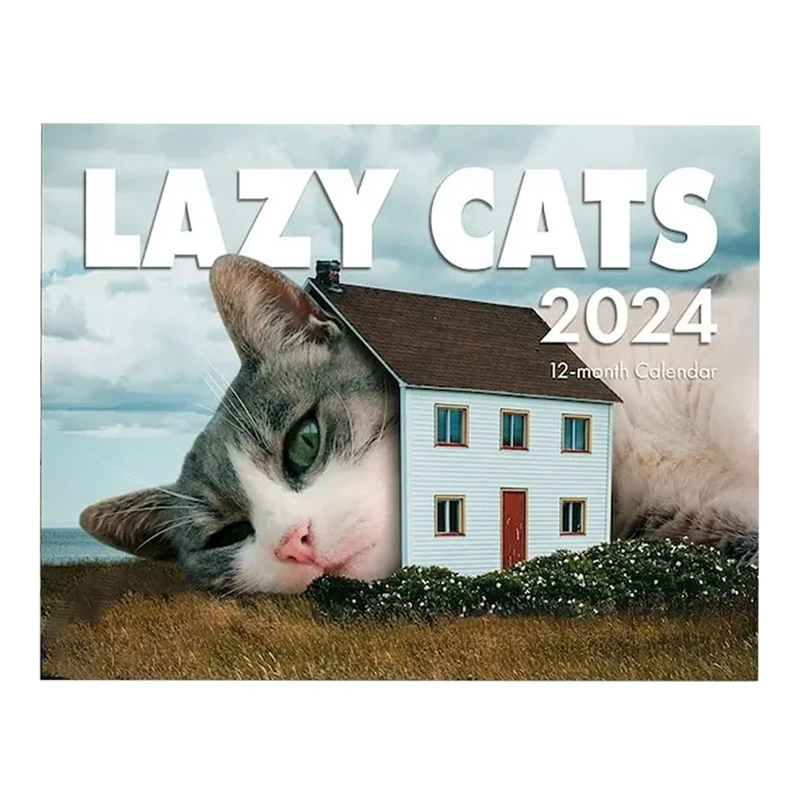 Календарь на 2024 год Календарь ленивой кошечки на 2024 год Настенный календарь Lazy Kitty Подарок на январь 2024 г. с 11 декабря 2024 г.X8,5 дюйма