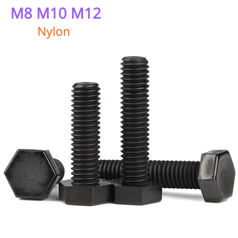 M8M10M12 черный нейлоновый наружный шестигранный винт, шестигранный изолированный пластиковый болт, пластиковый винт