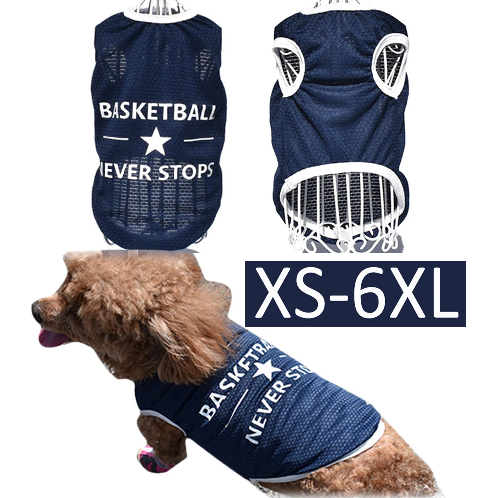 XS-6XL Домашние животные Летние рубашки для щенков Футболки Мягкая дышащая толстовка Французский бульдог Охлаждающий жилет Большая одежда для собак