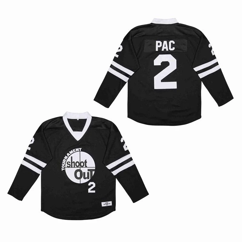 Хоккейная майка SHOOT OUT 2 PAC Джерси Шитье Вышивка Спортивная одежда на открытом воздухе Черный Профессиональные соревнования 2023 Новый