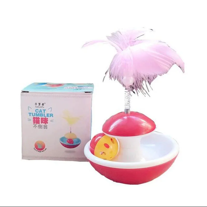 Забавная пружинная игрушка из кошачьих перьев, непадающий мяч, товары для животных, стакан с перьевым колокольчиком