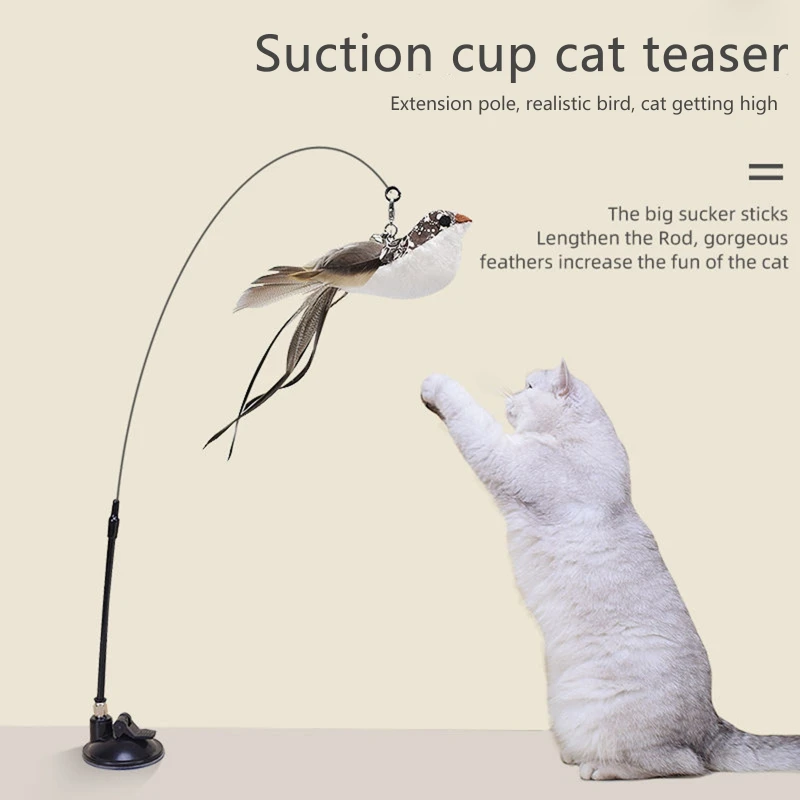HJYD Интерактивная игрушка для кошек Забавная симуляция перьевой птицы с колокольчиком Кошка Палочка Игрушка для котенка Игра Тизер Палочка Игрушка Кошка Аксессуар