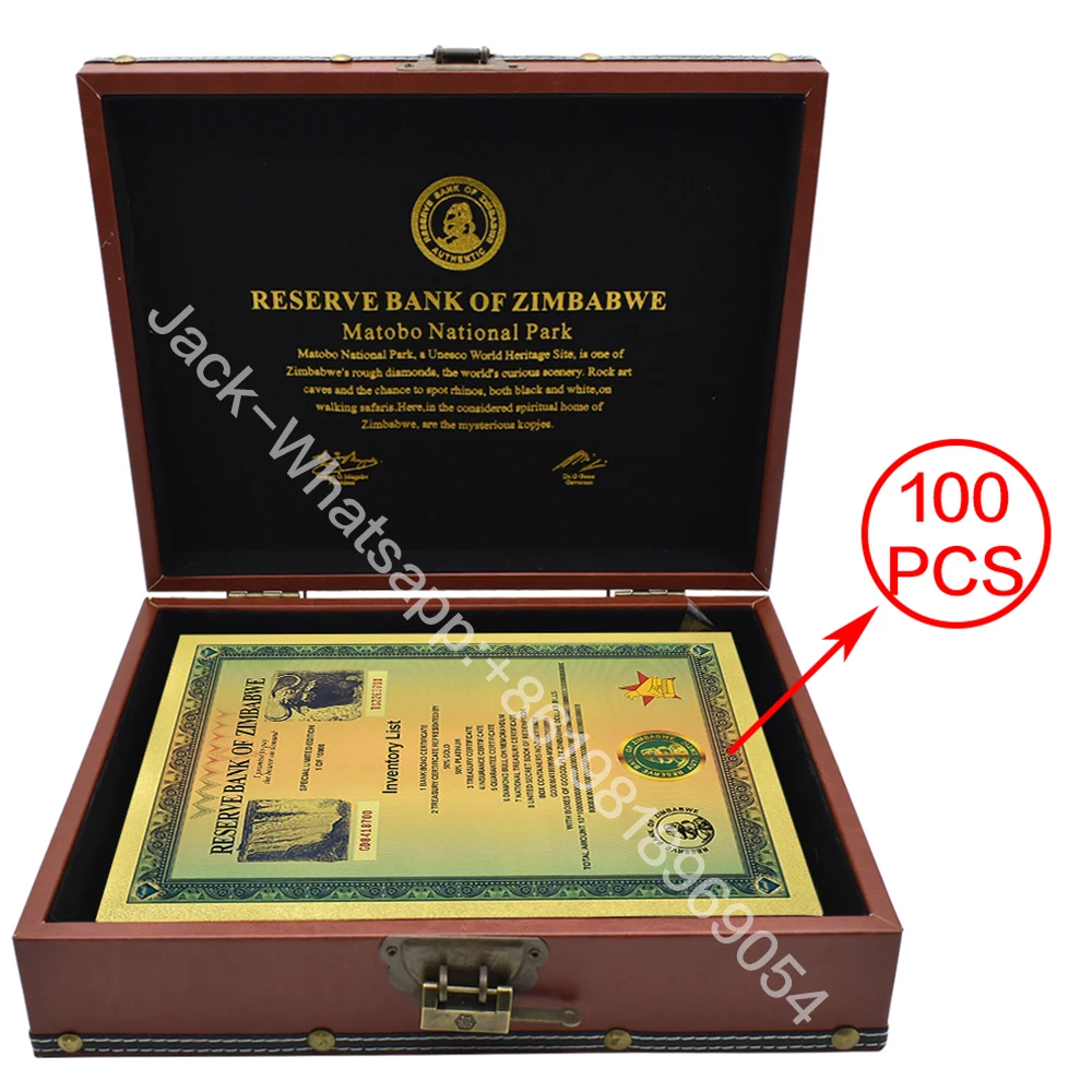 Золотой сертификат Зимбабве Банкноты Googolplex Контейнеры Серийные банкноты УФ-защита от подделок Uncurrent Бесплатная быстрая доставка