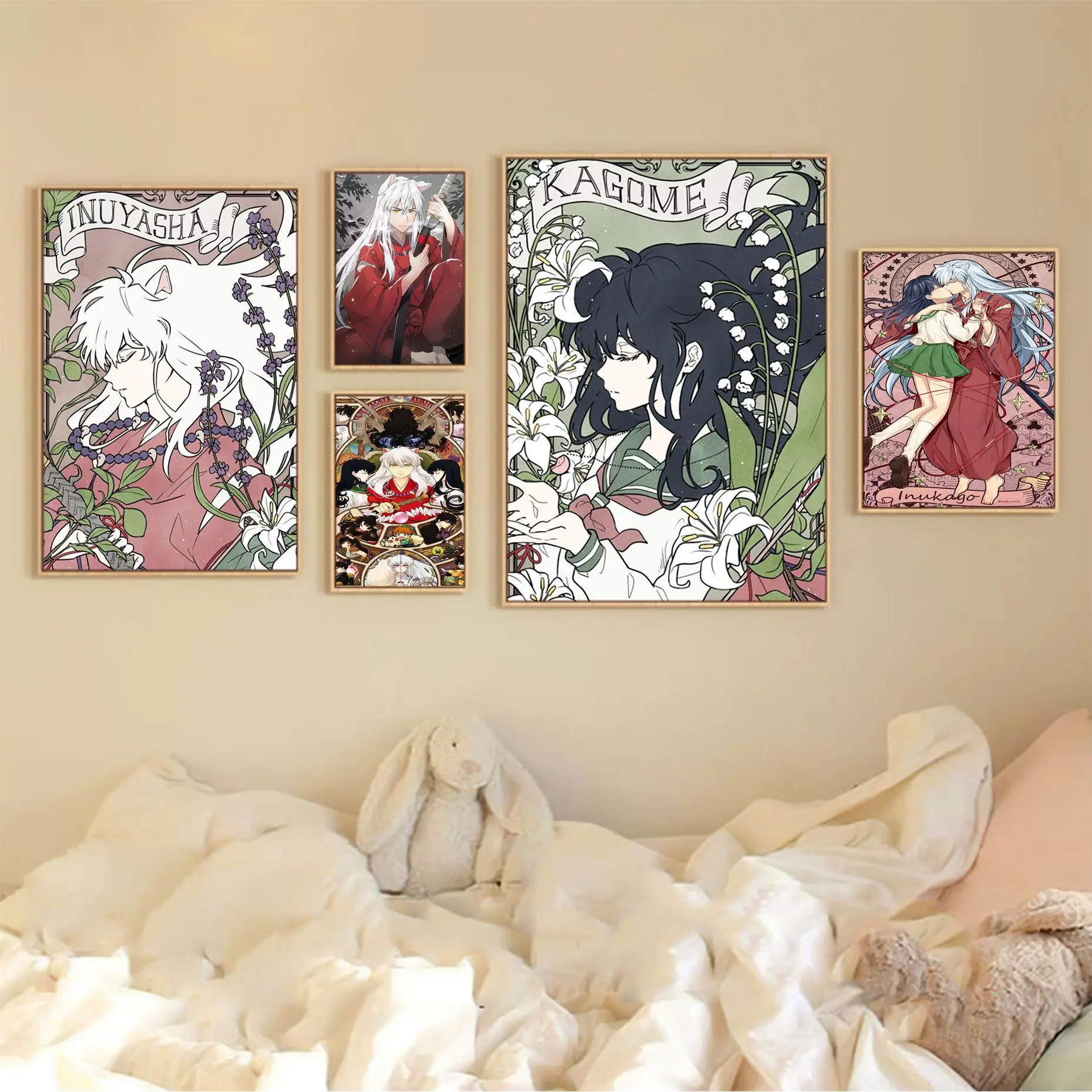 Японское аниме Inuyasha Плакат Аниме Плакаты Липкие HD Качество Настенное Искусство Ретро Плакаты Для Дома Kawaii Декор комнаты