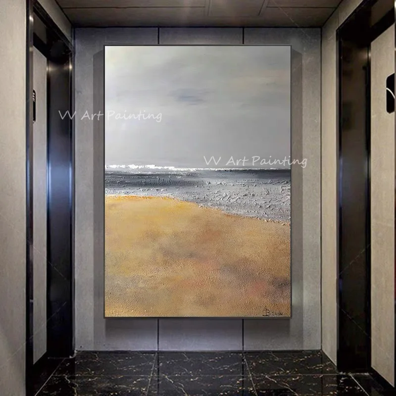  Простой чистый океан Приморье Абстрактные большие размеры 100% картины ручной работы для декора гостиной Современная геометрия Художественные картины