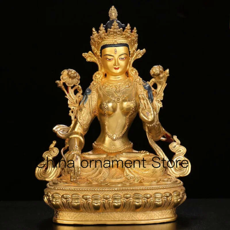 8-дюймовая статуя с ручной росписью позолоченная бронзовая Будда Белая Тара Семиглазый Бодхисаттва