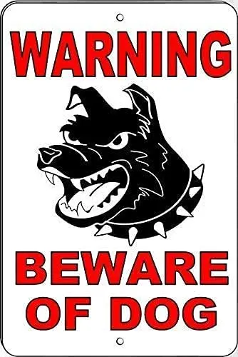 Предупреждение Остерегайтесь нападения собак Остерегайтесь безопасности Металлический настенный плакат Жестяной знак Винтажный барбекю Ресторан Обеденный зал Кафе Магазин Декор ;