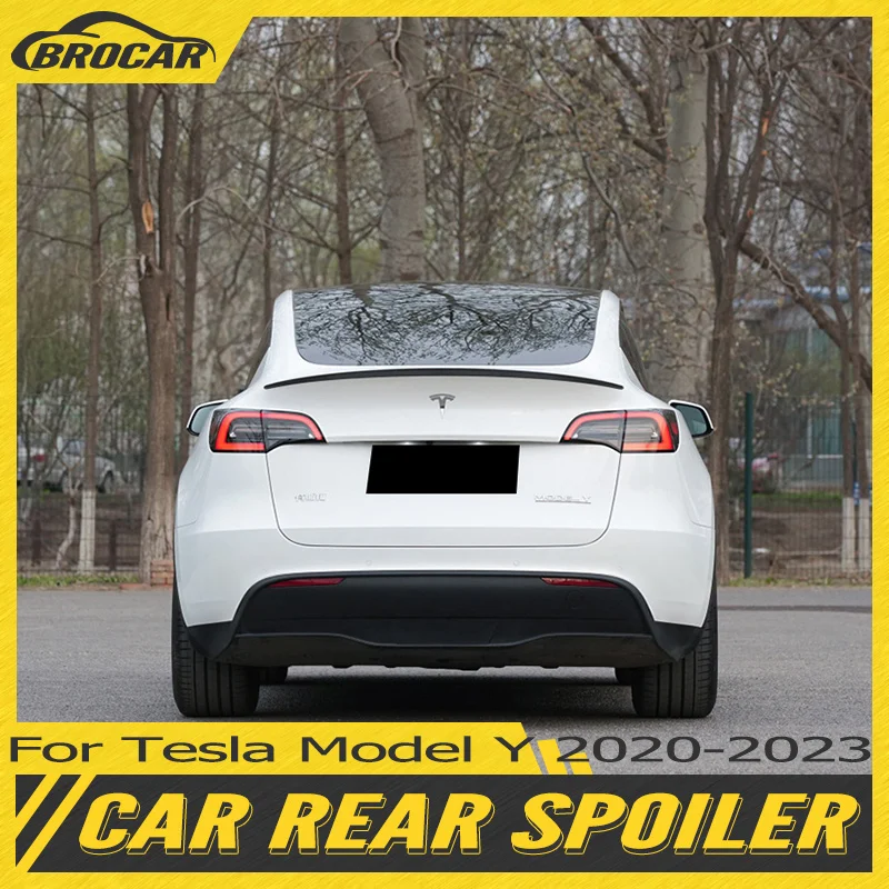 Для Tesla Model Y 2020-2023 ABS Спойлер Оригинальный высокопроизводительный вид из углеродного волокна Заднее крыло Модель Y Задний багажник Крыло Настройка губ