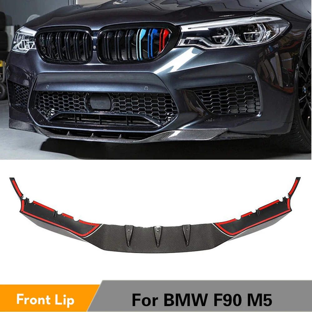 Сплиттеры спойлера переднего бампера из углеродного волокна для BMW F90 M5 2018 - 2020 Углеродное волокно Губа переднего бампера Спойлер Сплиттеры