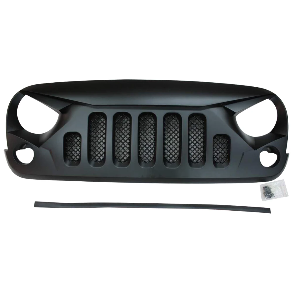Автомобильная передняя решетка радиатора Автомобильные решетки Black ABS Insert Grill Автомобильные аксессуары для Jeep Wrangler JK 07-17 (J189-5) LantSun