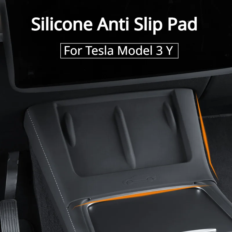 Силиконовая противоскользящая накладка для Tesla Model 3 Y Телефон с центральным управлением, беспроводная зарядная панель, защитная автомобильная аксессуары для интерьера 2023