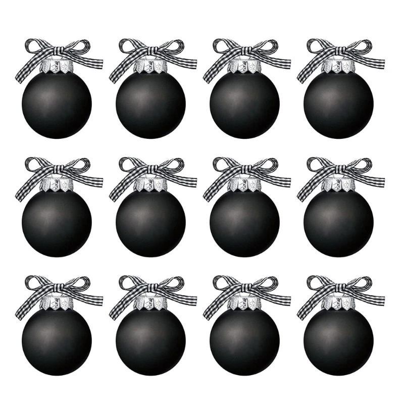 D0AD Набор рождественских украшений из 12 небьющихся лампочек с бантом Черный праздничный шар