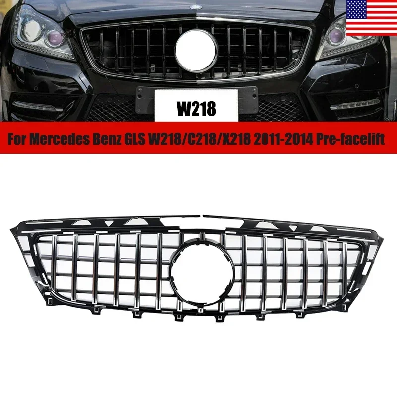 Для Benz W218 C218 X218 CLS350 2011 2012 2013 2014 Передний бампер Гоночная решетка радиатора Хром+Черный