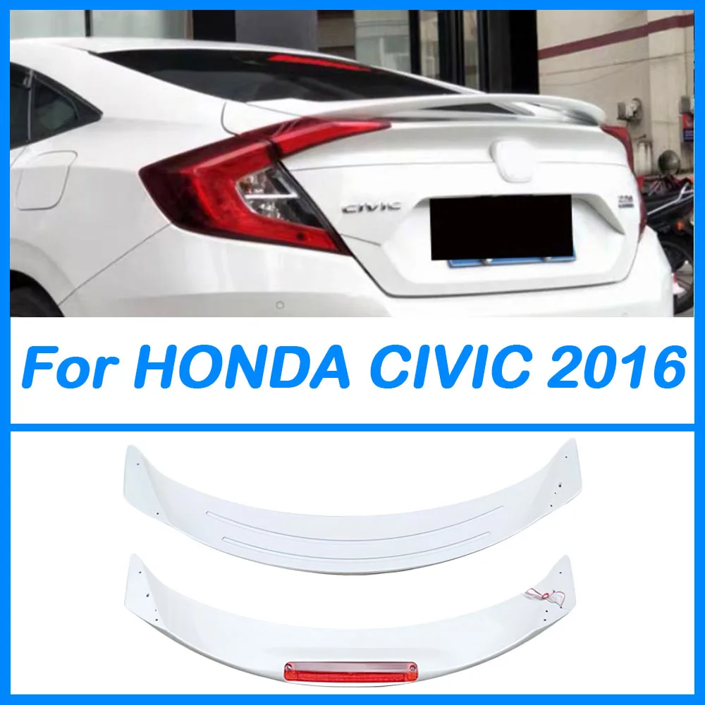  Новый ABS Пластик Неокрашенный Грунтовка Цвет Задний Багажник Крыло Спойлер Украшение Для Honda Civic 10-го поколения 4dr Седан 2016-2021