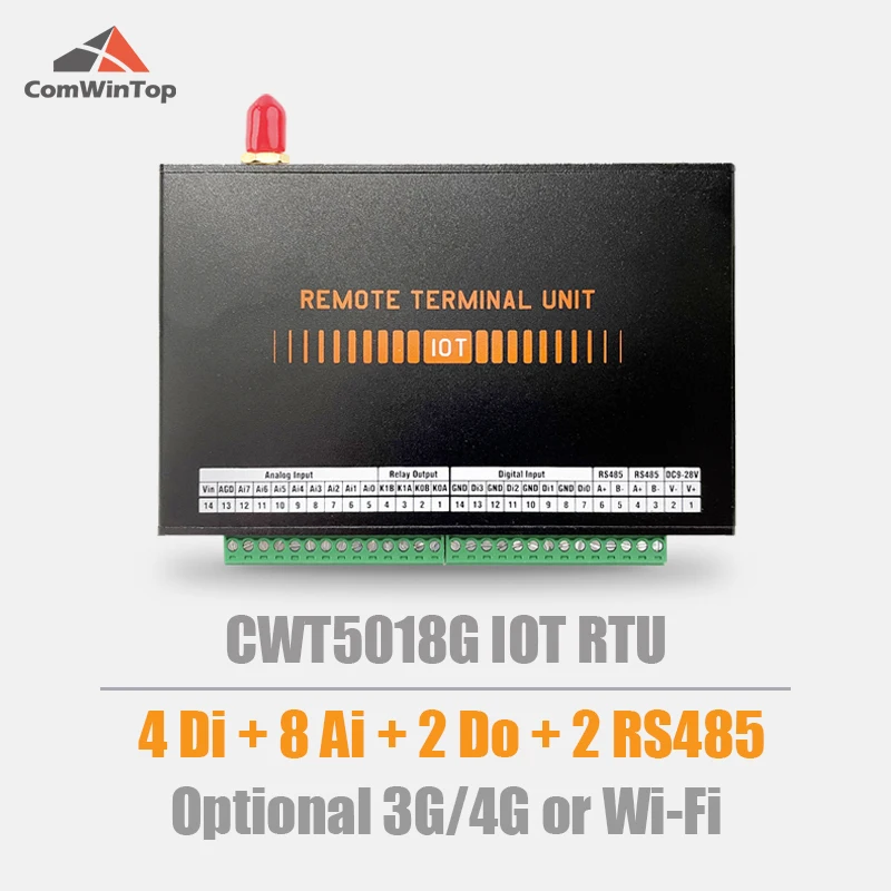 CWT5018G 4DI 8AI 2Do Rs485 Gsm Gprs 4G Wi-Fi Modbus Rtu Tcp Mqtt M2M IoT Gateway