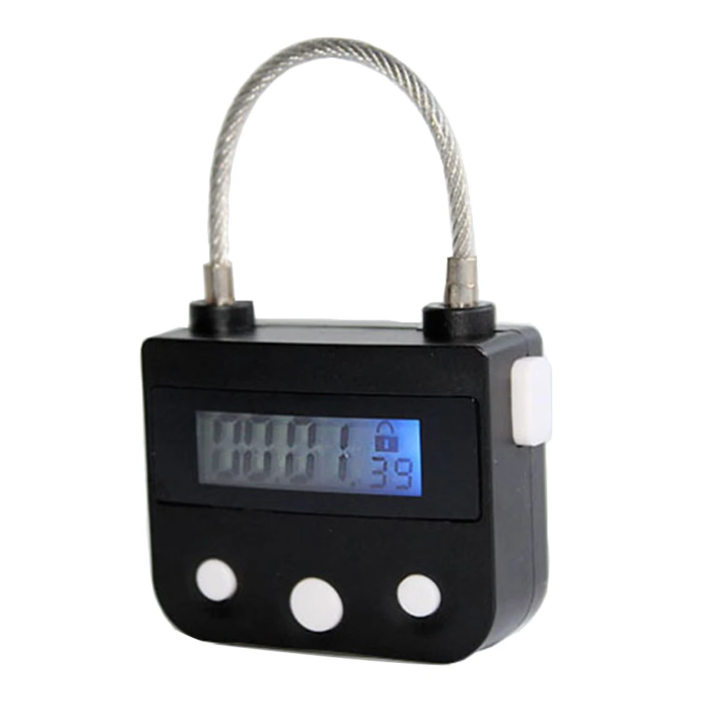 Металлический таймер Замок USB ЖК-дисплей Металлический электронный перезаряжаемый таймер Многофункциональный навесной замок Черный