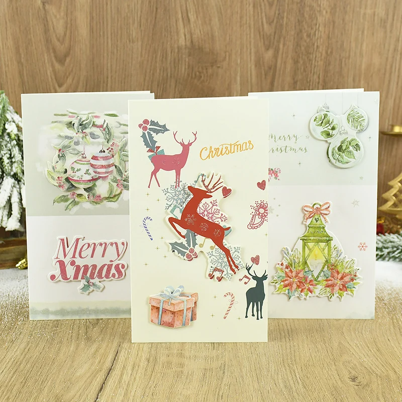 8 шт. 3D трехмерная рождественская поздравительная открытка с конвертом рождественская елка складная подарочная открытка рождественская вечеринка