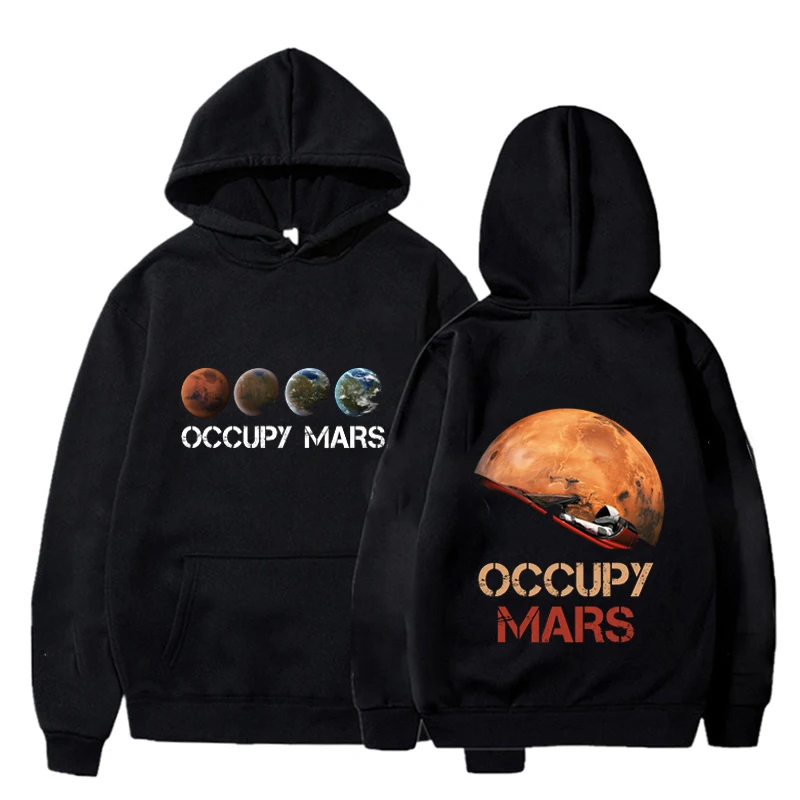 Cool Space X Толстовки Occupy Mars Пуловер с капюшоном Мужская одежда для мужчин Женский спортивный костюм Толстовка Спортивная одежда