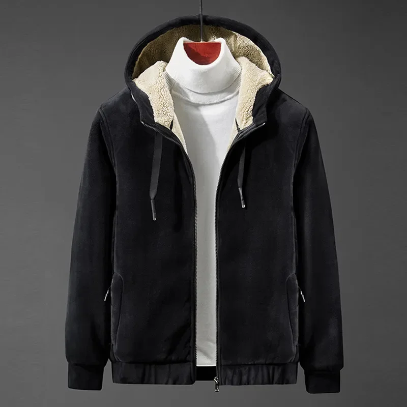 Зимняя новая кардиганная куртка на молнии Большой размер 8Xl Мужские однотонные парки 2024 Мужское повседневное пальто с капюшоном и флисом