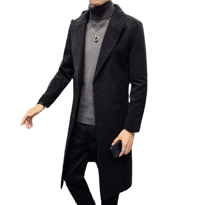 2022 Новый горячий мужской стиль плюс утолщение хлопка осенняя и зимняя одежда модный длинный шерстяной тренч Корейская версия тонкого пальто