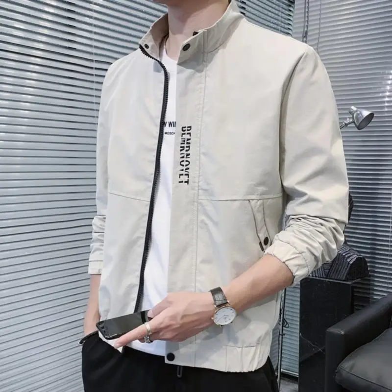 Мужская куртка 2021 Новая осенняя одежда Корейский тренд Повседневная одежда плюс бархатная свободная дикая куртка K377
