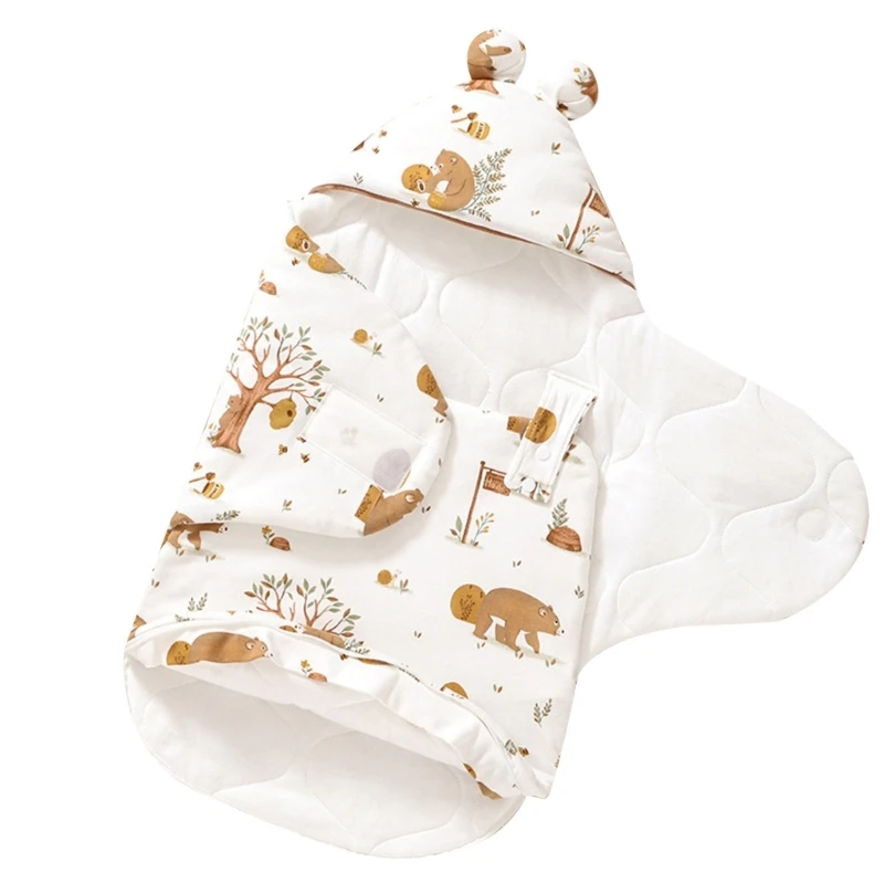 N80C Детские пеленки с капюшоном Флисовый спальный мешок для младенцев обеспечивает комфорт и безопасность Простые в использовании пеленки 3-слойная защита
