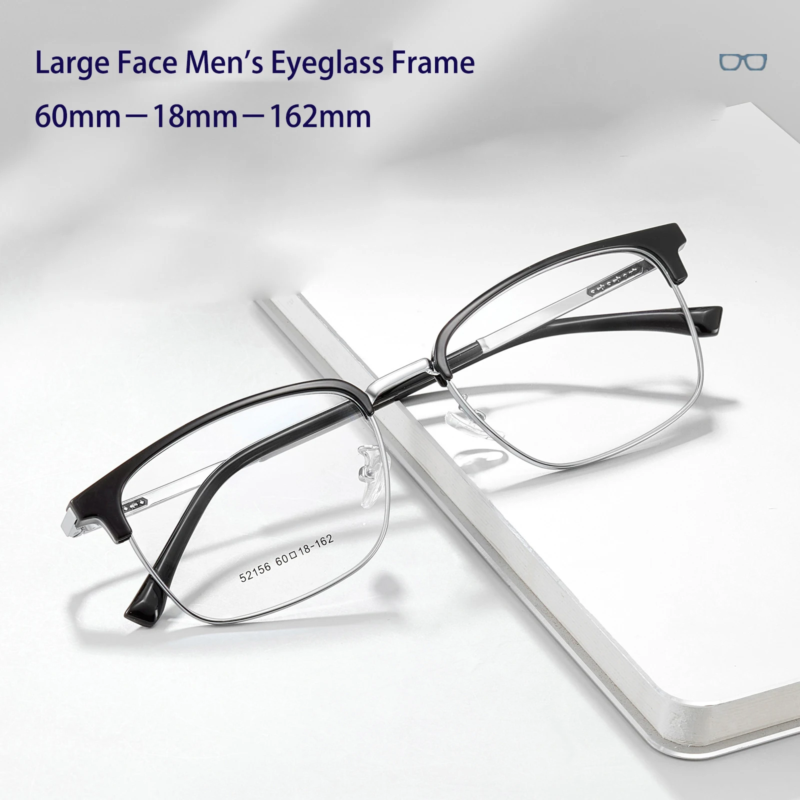 Негабаритная оправа Мужские модные ретро очки Сверхлегкие очки из сплава Близорукость Дальнозоркость Оптические очки по рецепту 52156