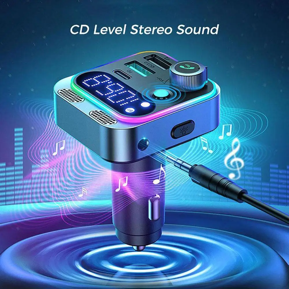2023 Bluetooth 5.3 FM-передатчик для автомобиля Более сильные двойные микрофоны Глубокий басовый звук 48 Вт PD и QC3.0 Автомобильное зарядное устройство Bluetooth адаптер X0X6