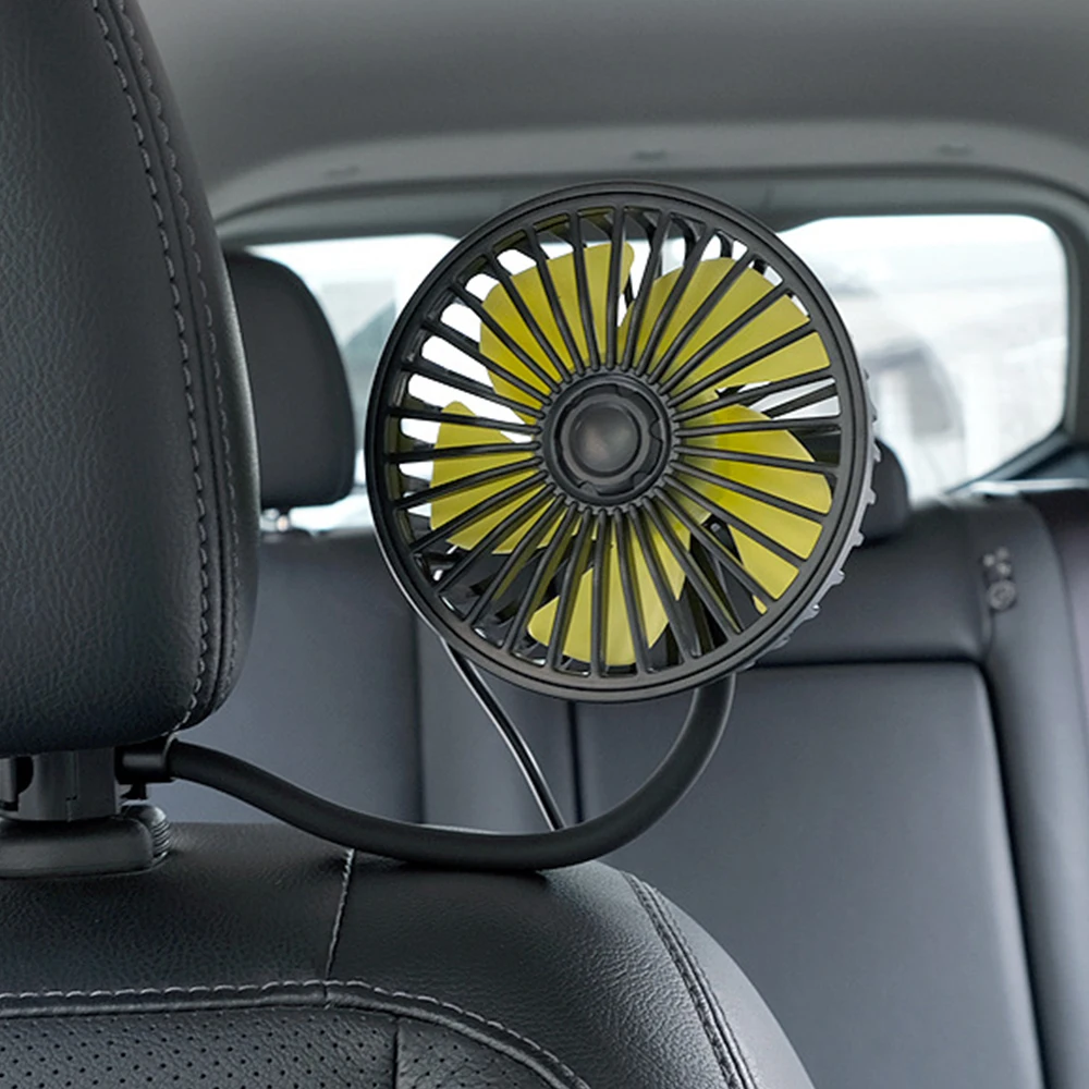 USB Автомобильный вентилятор Приборная панель / заднее сиденье 3 скорости автомобильной циркуляции воздуха Вращающийся на 360 ° вентилятор Автозапчасти Маленький электрический вентилятор