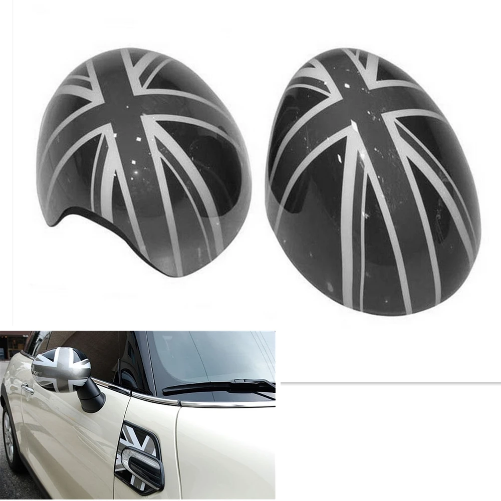 Крышка зеркала для MINI Cooper F54 F55 F56 F57 F60 2014-2019 Юнион Джек Стиль Серый Внешний Боковые Крышки Заднего Вида Без Светового Отверстия