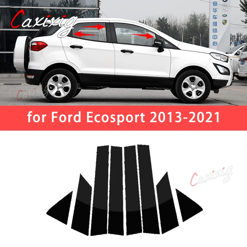 для Ford Ecosport 2013-2021 Зеркальный эффект Дверная оконная колонна B C Стойки Столб Крышка Отделка Черная наклейка из углеродного волокна PC