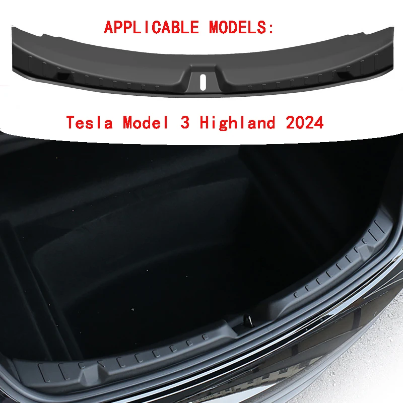  для Tesla New Model 3 Применимо для 2024 года Планка порога багажника TPE или металлическая крышка заднего порога с защитой от царапин