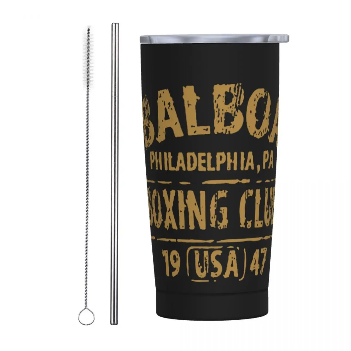 Rocky Balboa Боксерский клуб Перчатки 1947 Изолированный стакан с соломинками Вакуумная термокружка Офисные домашние автомобильные бутылки Чашки, 20 унций