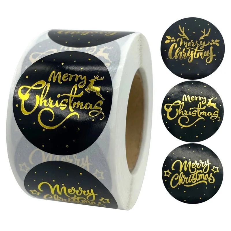  500 шт./рулон 1 дюйм рождественская тема печать этикетки наклейки для DIY подарочная выпечка пакет украшение конверта