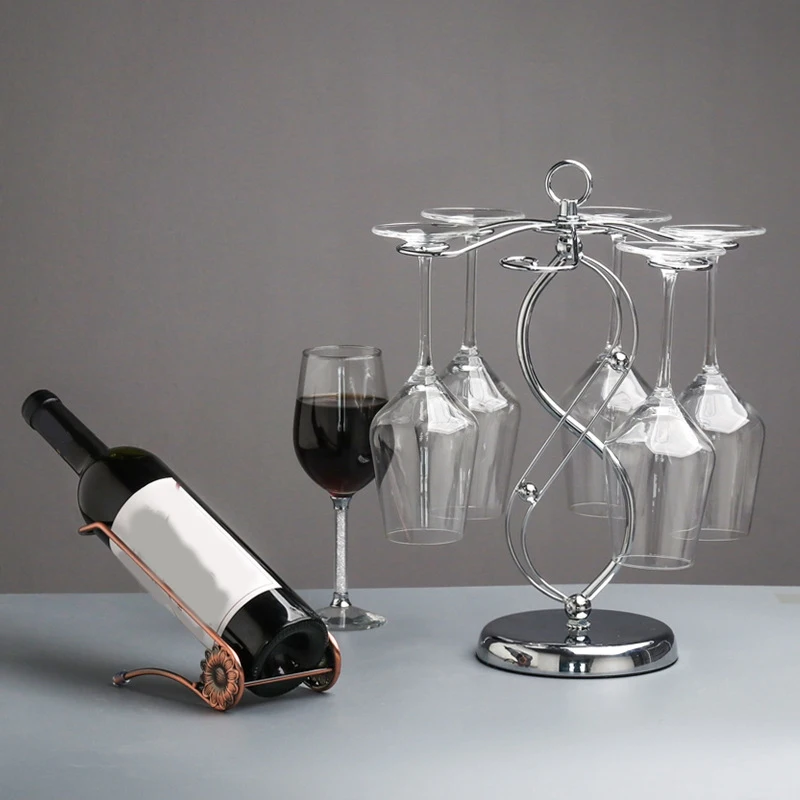 Creativity Держатель для бокалов для вина Держатель для бокалов с завитком, отдельно стоящий настольный стеллаж для хранения бокалов с 6 крючками