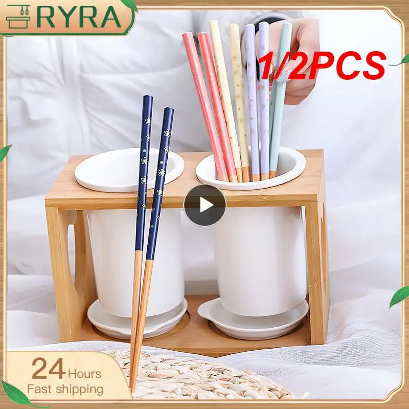  1/2 шт. деревянных палочек для еды с теплопередачей остроконечных палочек для суши бамбуковые экологические палочки для еды посуда