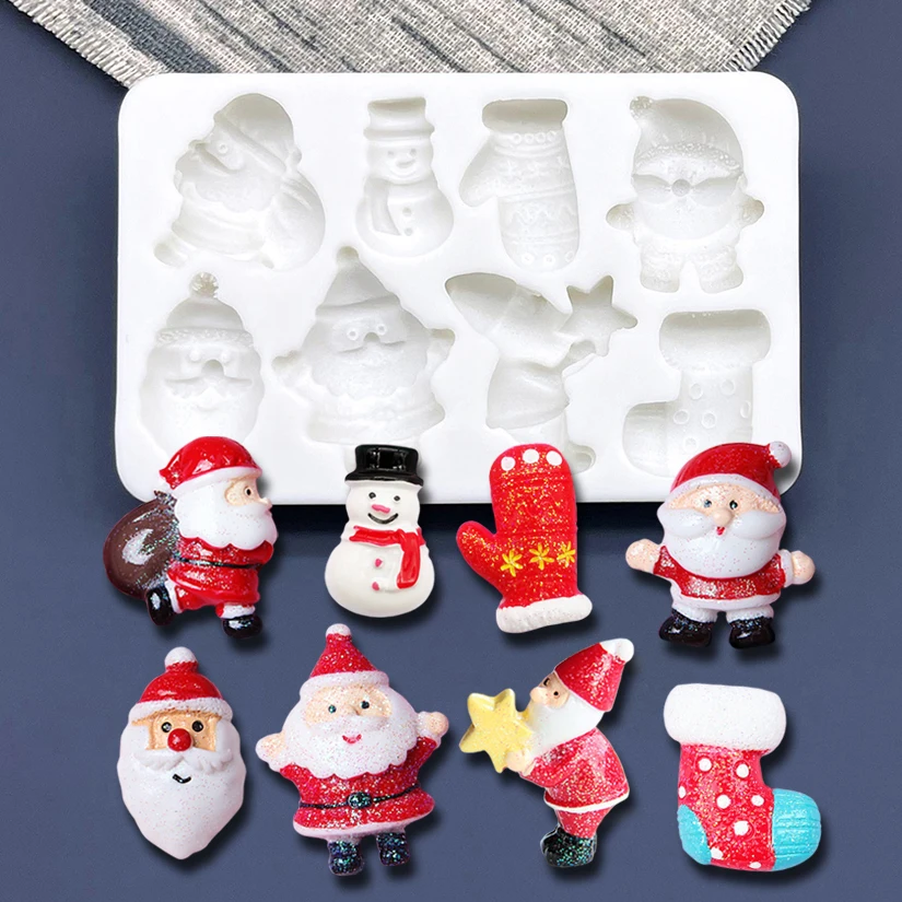 Рождественский чулок Перчатка Санта-Клаус Снеговик Силикон Sugarcraft Плесень Кекс Форма для выпечки Помадка Инструменты для украшения торта