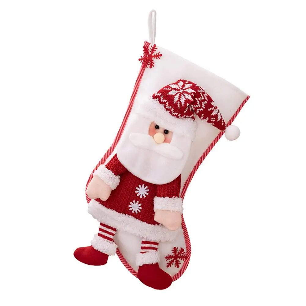 1 шт. Рождественский чулок Вязаный Санта-Клаус Снеговик Рождественская елка Висячая подарочная сумка Подвесной носок Кулон Украшения для вечеринки