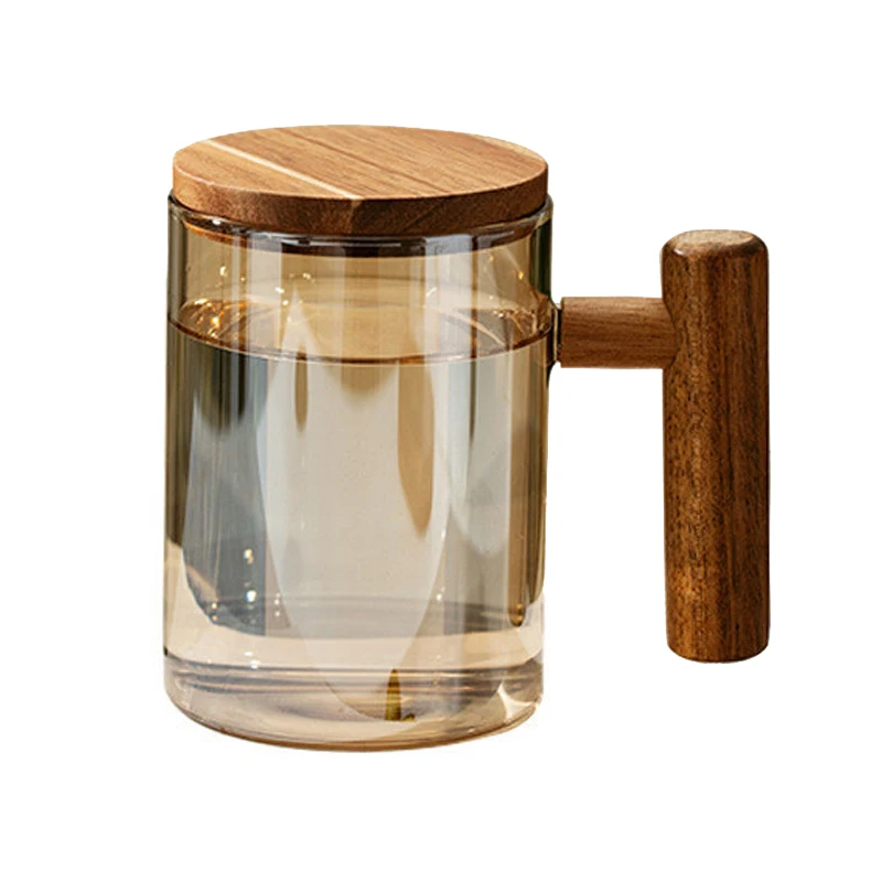 Стеклянная чайная чашка с заварочным устройством и крышкой, стеклянная чайная кружка, большая чайная чашка с деревянной ручкой для листового чая