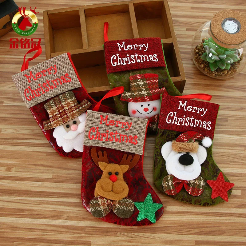 4 шт. Рождественские носки Украшения Маленький Медведь Снеговик Санта Чулок Кукла Конфеты Подарочные пакеты Счастливого Рождества Украшения для домашней елки
