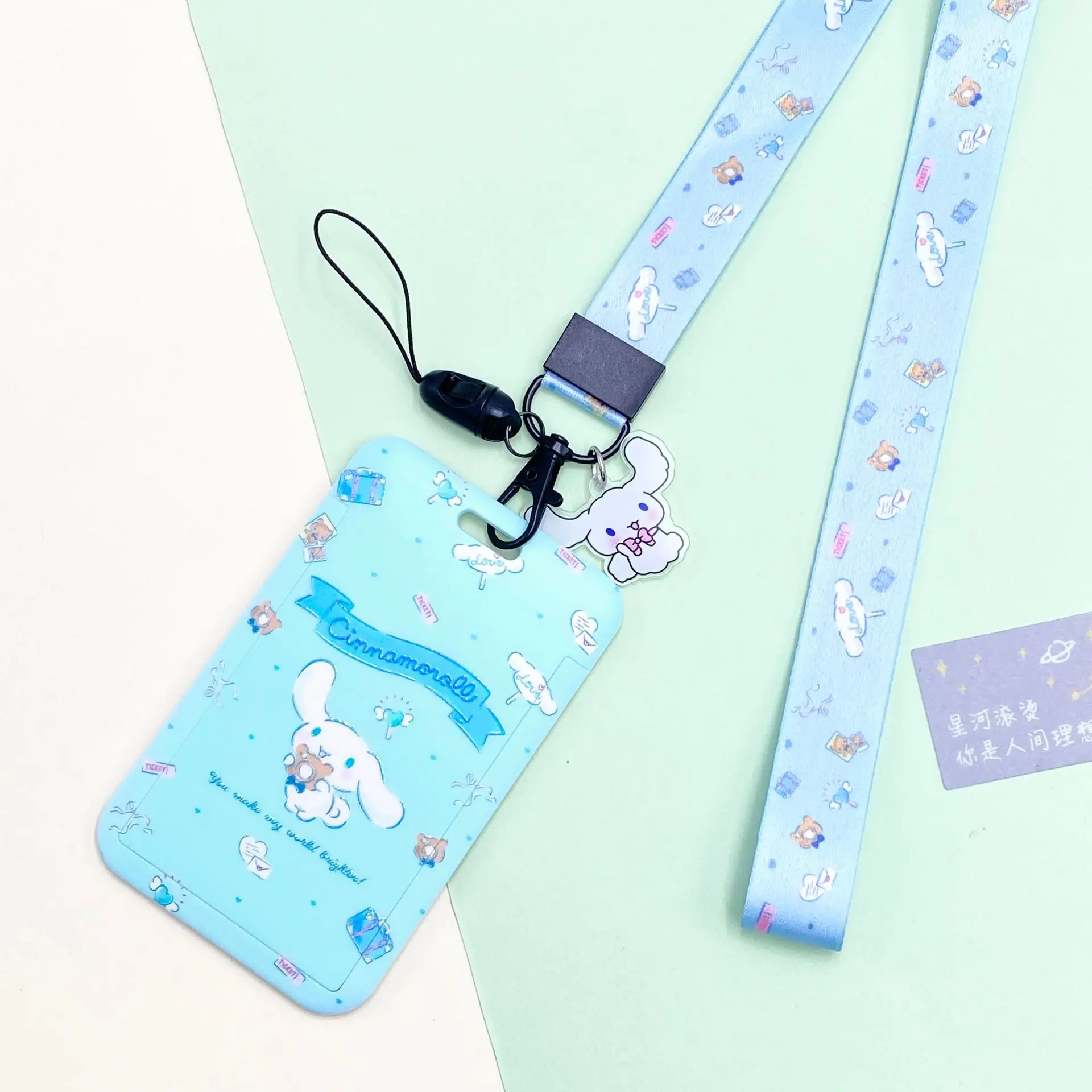 Новый Sanrio Cinnamoroll Lanyards Держатель идентификационного значка Женские держатели карт Hang Rope Girls Lanyard Card Case Выдвижной зажим