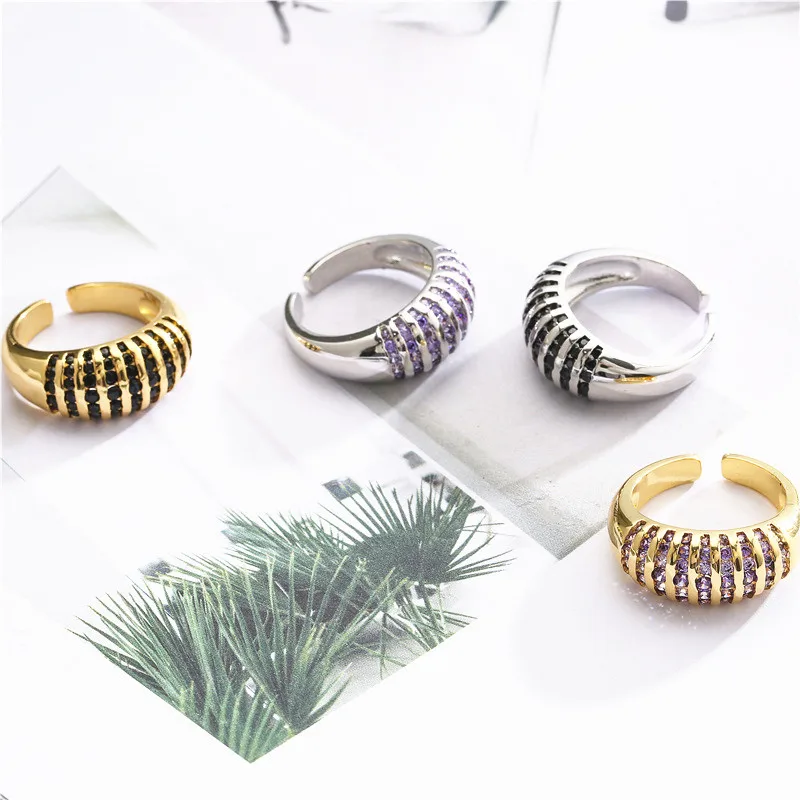 Новое кольцо Женское 18-каратное позолоченное кристаллическое цирконовое красочное овальное регулируемое модное ювелирное искусство для любителей подарков
